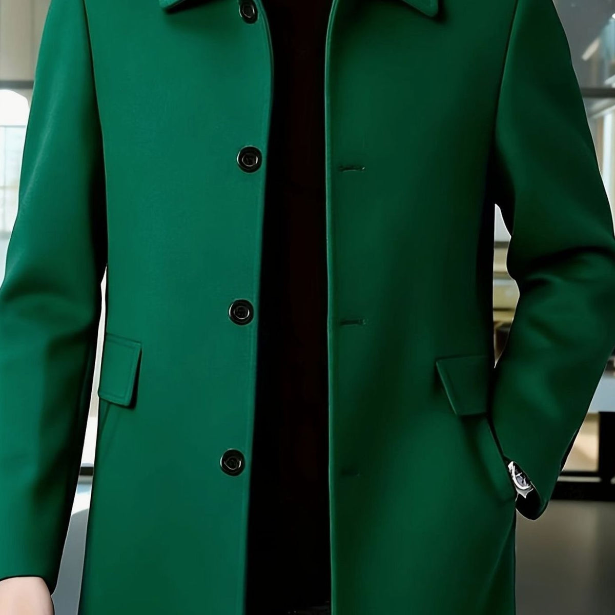 MANSSINO™ | Single-Breasted Wool Overcoat Classic Collar Topcoat