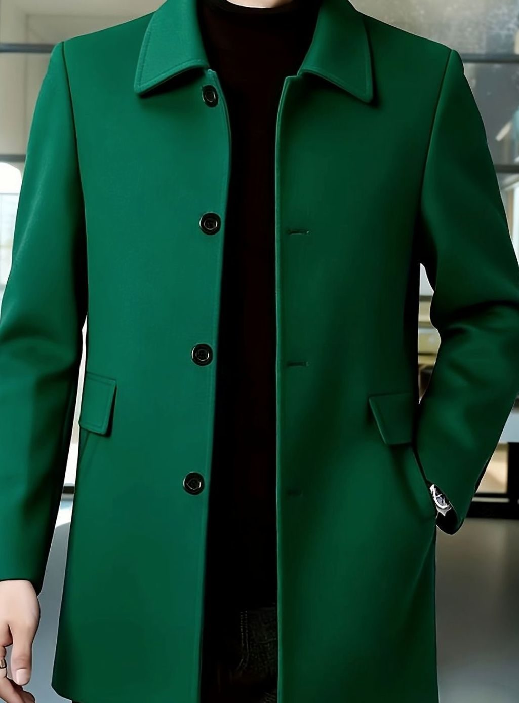 MANSSINO™ | Single-Breasted Wool Overcoat Classic Collar Topcoat