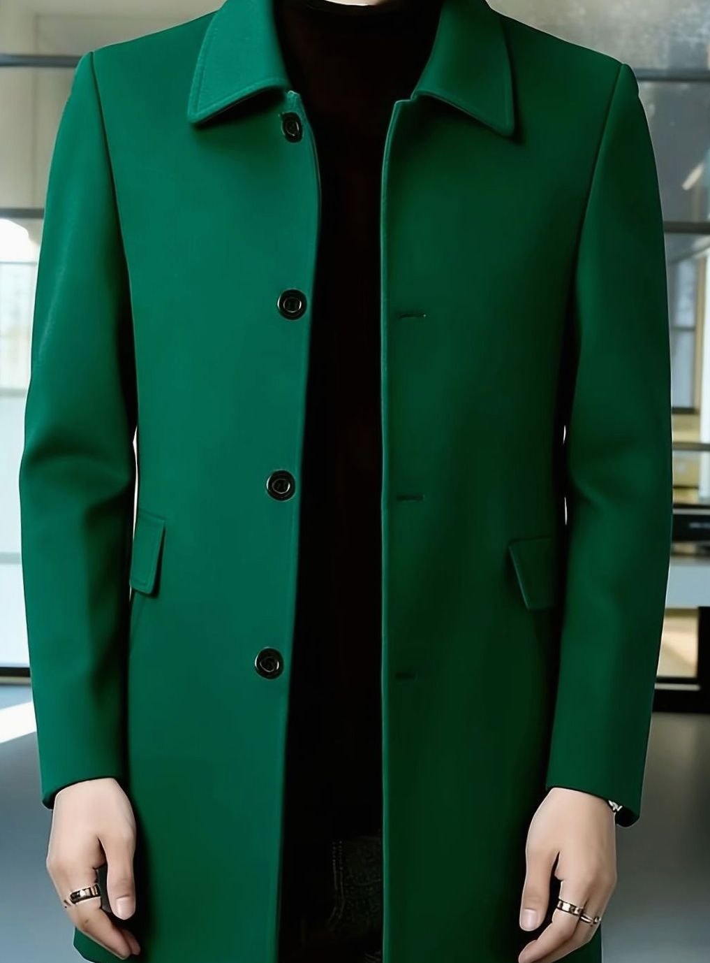 MANSSINO™ | Single-Breasted Wool Overcoat Classic Collar Topcoat