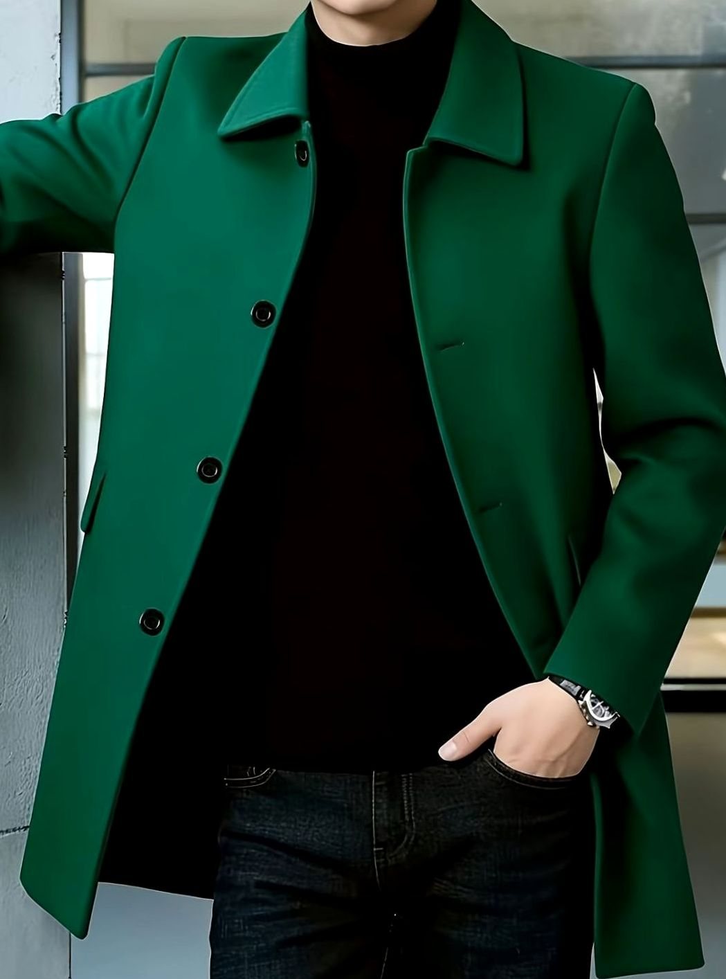 MANSSINO™ | Single-Breasted Wool Overcoat Classic Collar Topcoat