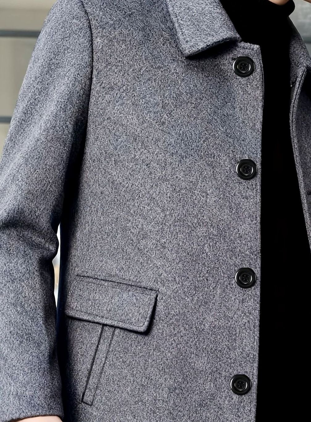 MANSSINO™ | Single-Breasted Wool Overcoat Classic Collar Topcoat