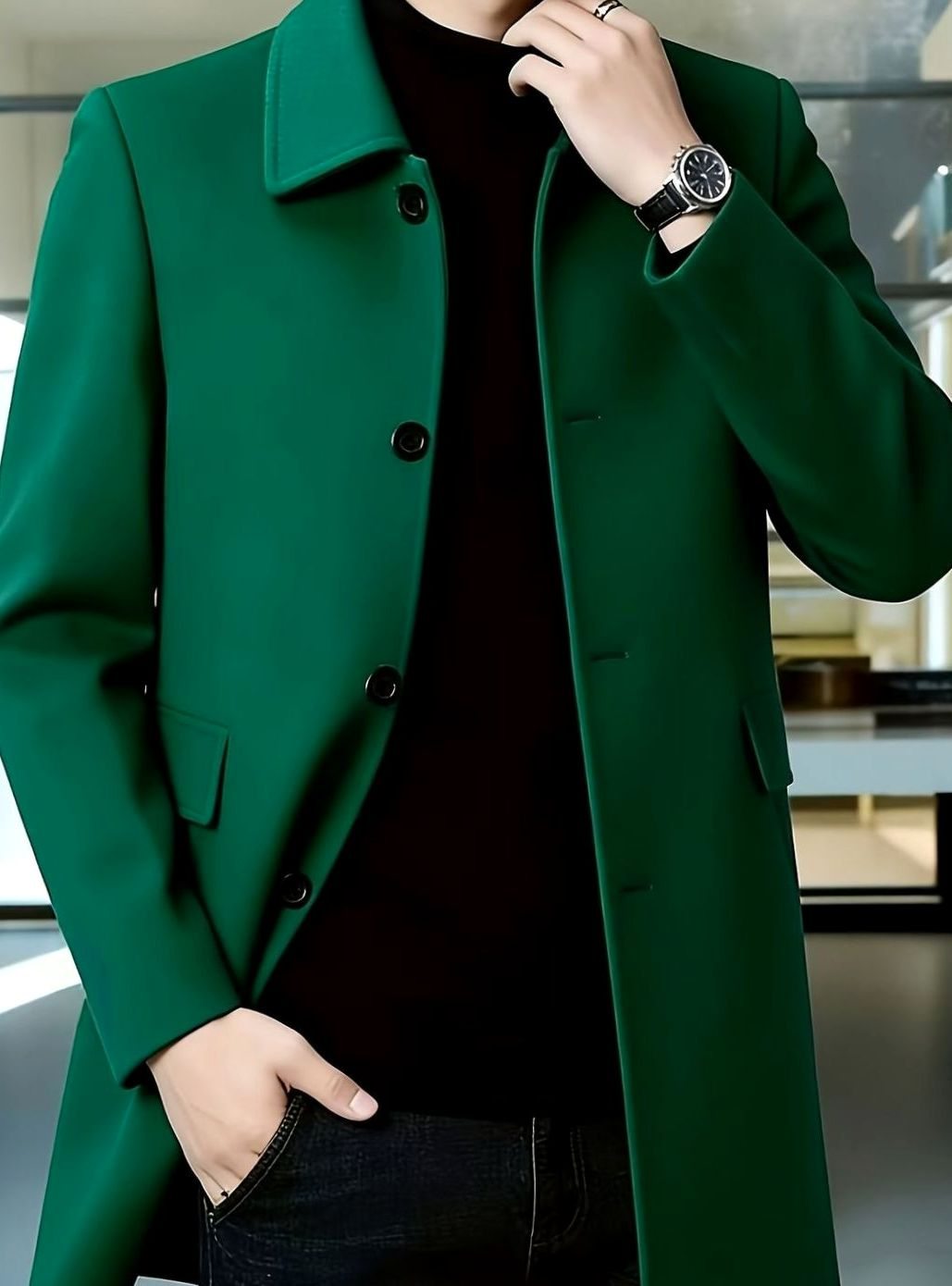 MANSSINO™ | Single-Breasted Wool Overcoat Classic Collar Topcoat