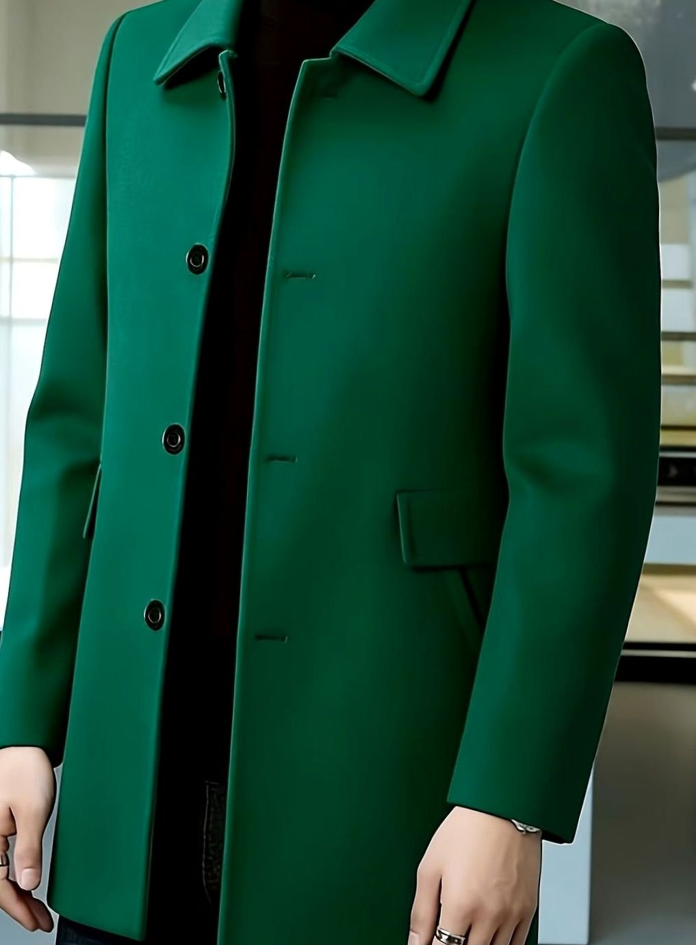 MANSSINO™ | Single-Breasted Wool Overcoat Classic Collar Topcoat