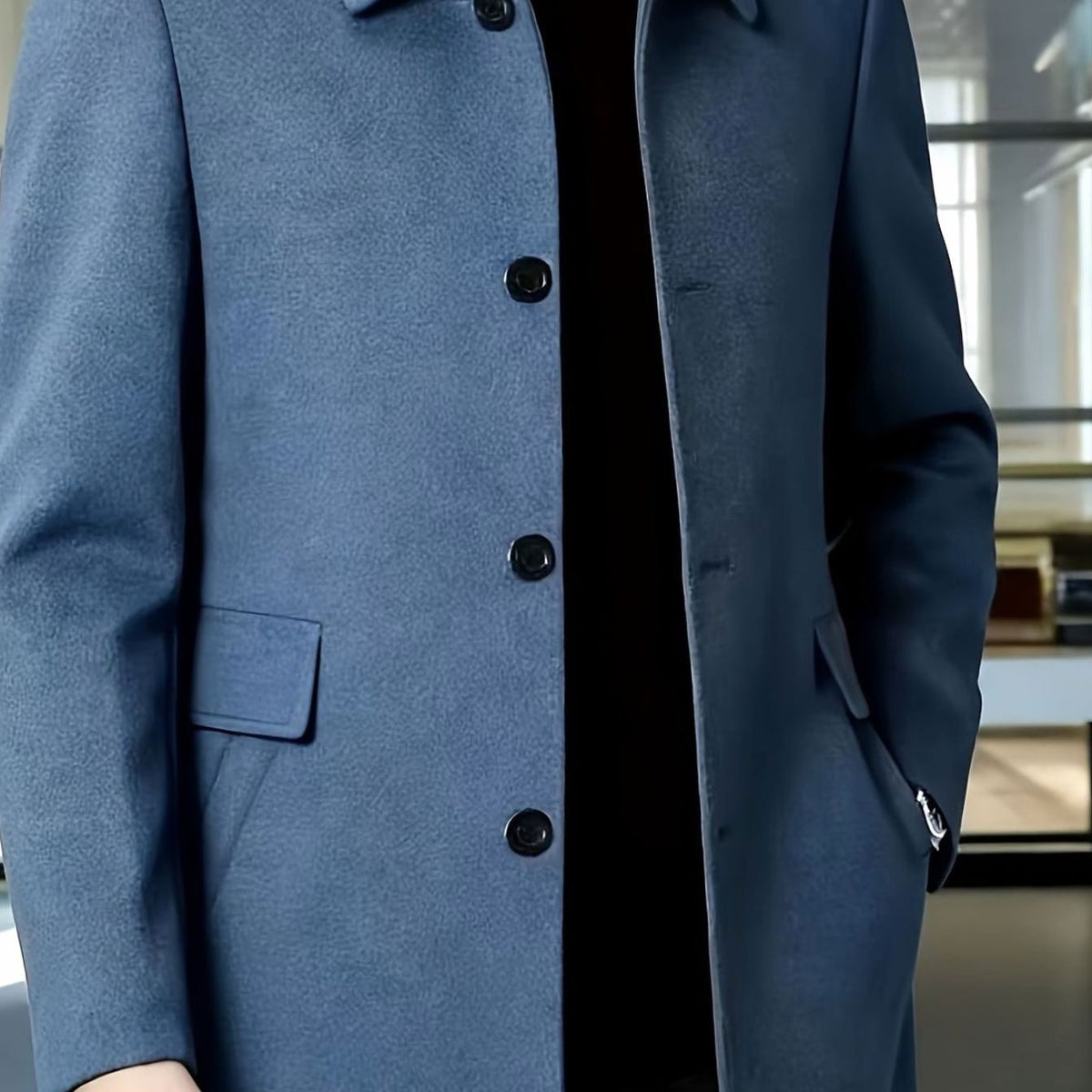 MANSSINO™ | Single-Breasted Wool Overcoat Classic Collar Topcoat