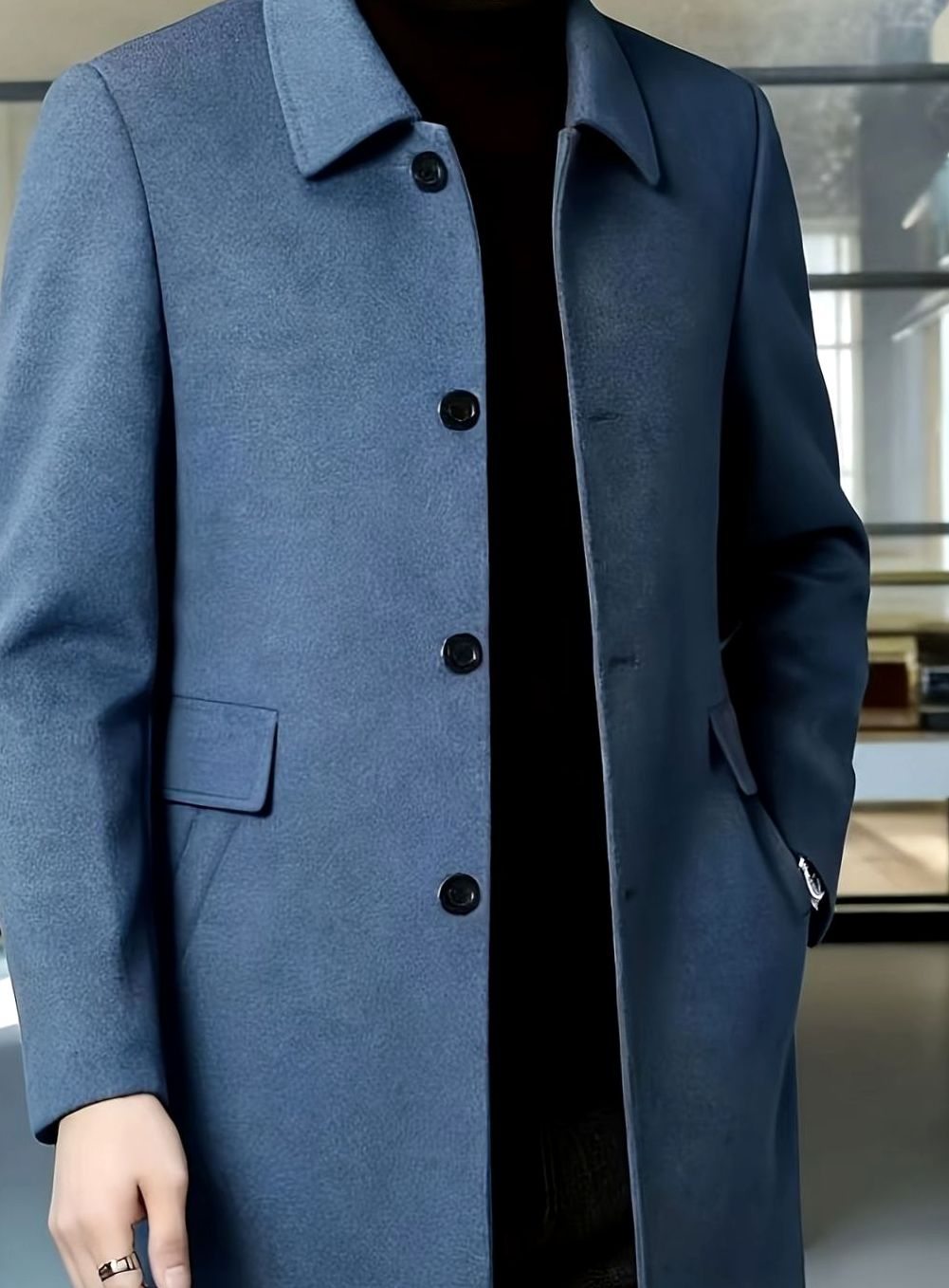 MANSSINO™ | Single-Breasted Wool Overcoat Classic Collar Topcoat