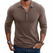 MANSSINO™ | Slim-Fit Satin-Finish Long-Sleeve Polo Shirt