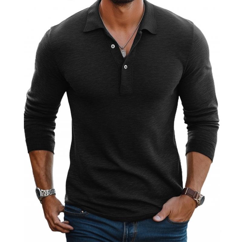 MANSSINO™ | Slim-Fit Satin-Finish Long-Sleeve Polo Shirt