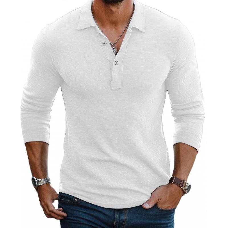 MANSSINO™ | Slim-Fit Satin-Finish Long-Sleeve Polo Shirt