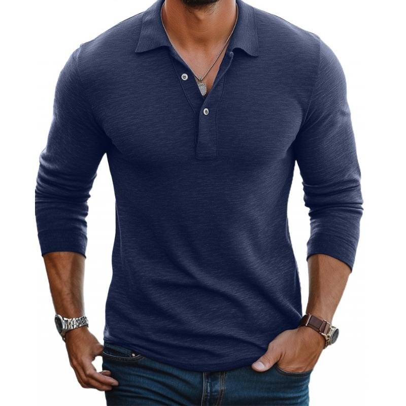 MANSSINO™ | Slim-Fit Satin-Finish Long-Sleeve Polo Shirt