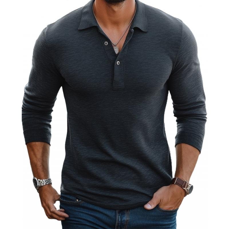 MANSSINO™ | Slim-Fit Satin-Finish Long-Sleeve Polo Shirt