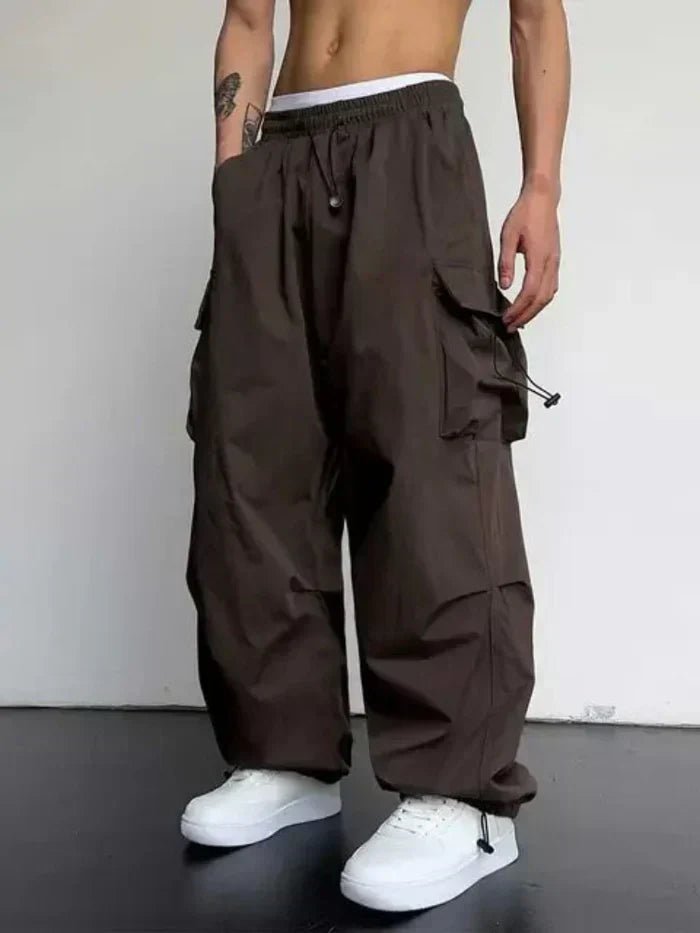 MANSSINO™ | Wide-Leg Cargo Pants with Elastic Waist and Toggle Cuffs