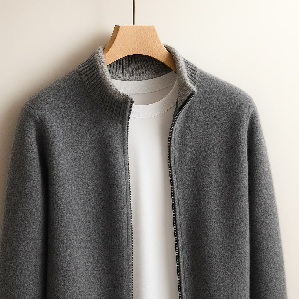 MANSSINO™ | Contrast-Trim Full-Zip Knit