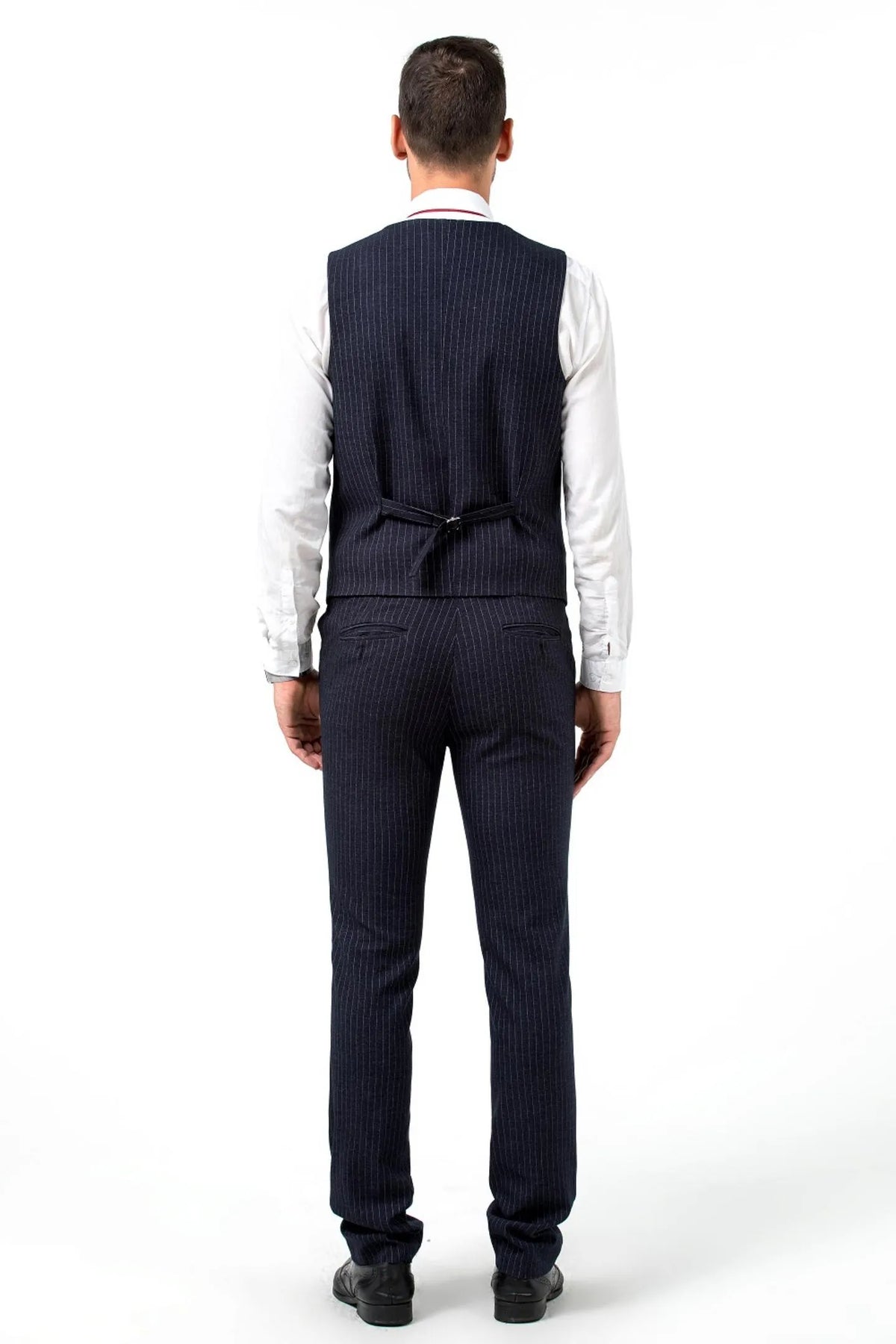 MANSSINO™ | Men's Peak Lapel Pinstripe 3-Piece Suit