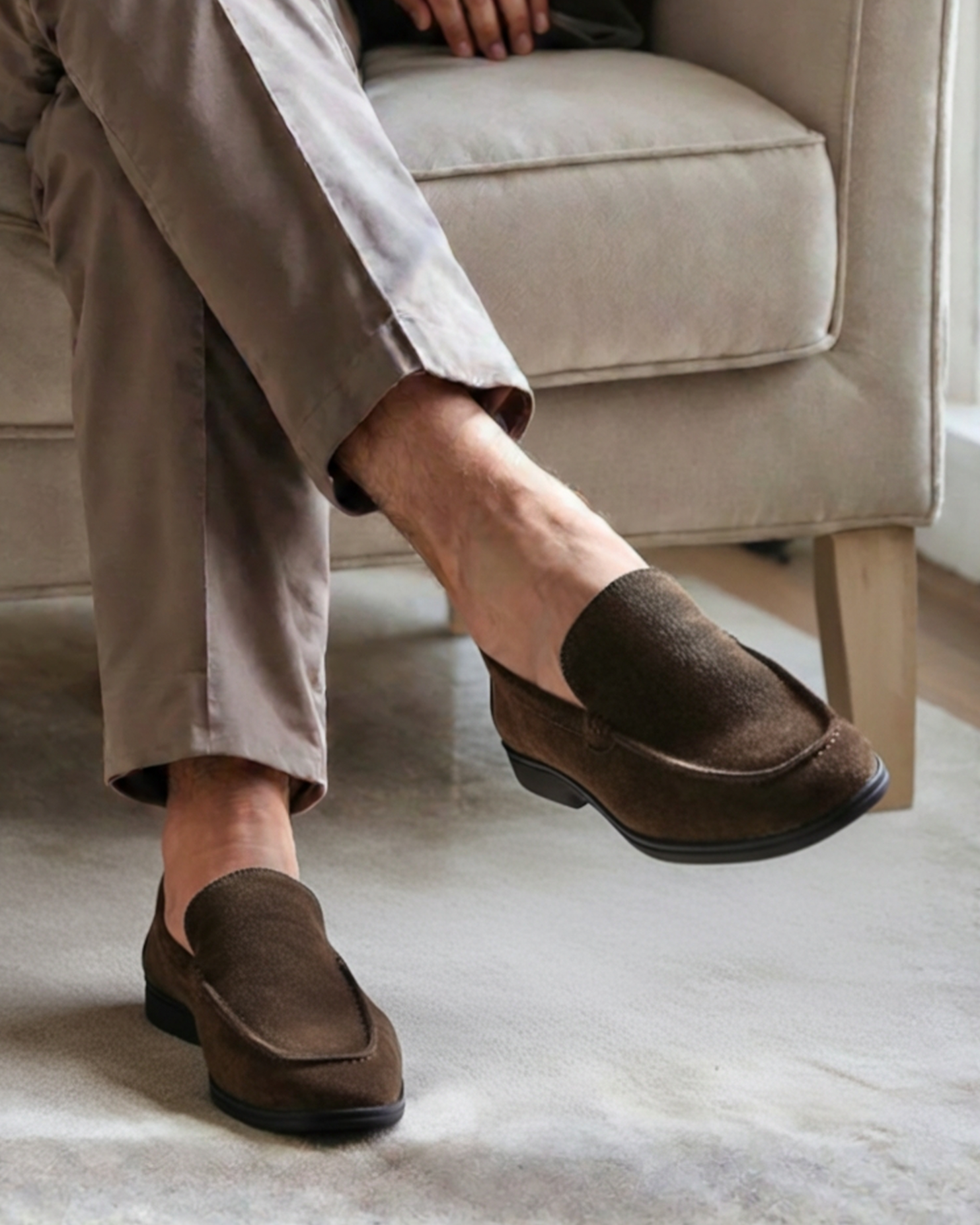 MANSSINO™ | Premium Suede Loafers with Black Sole