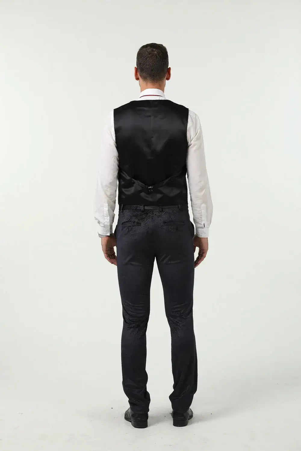 MANSSINO™ | Men's Navy Patterned Velvet 3-Piece Suit