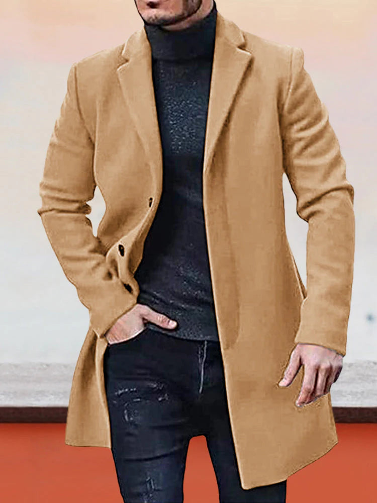 MANSSINO™ | Men’s Classic Single-Breasted Solid-Color Buckle Jacket