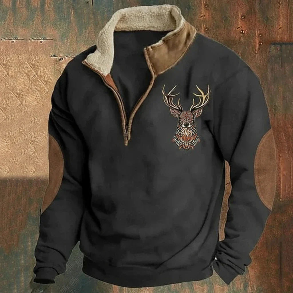 MANSSINO™ | Half-Zip Fleece-Lined Stag Knit