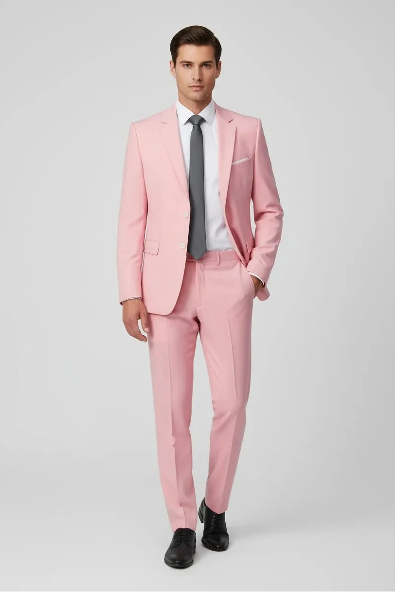 MANSSINO™ | Men's Pink Slim Fit 2 Piece Suit
