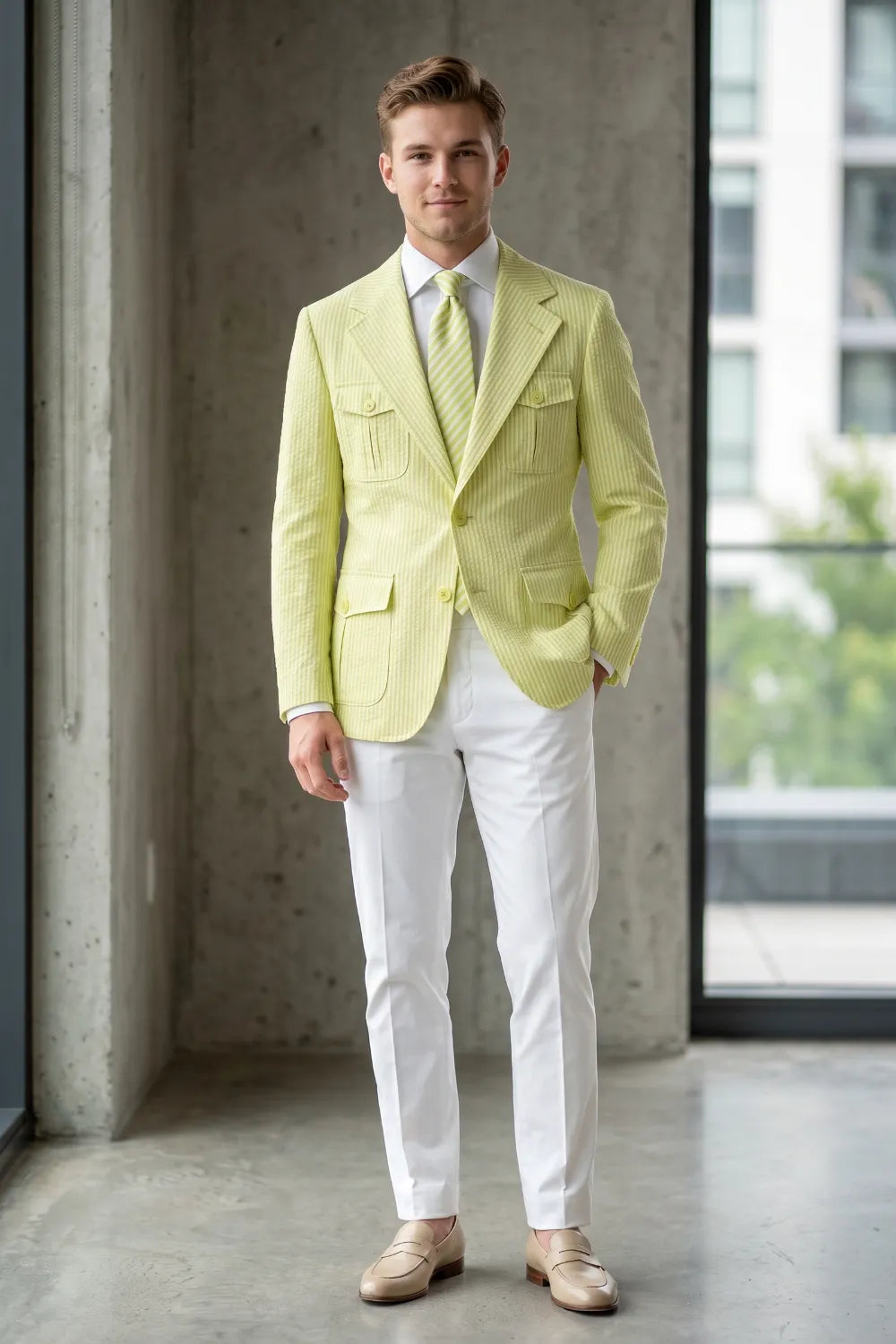 MANSSINO™ | Men's Modern Seersucker 2-Piece Suit