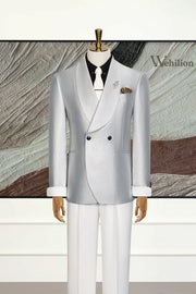 MANSSINO™ | Men's Silver Crest Shawl Lapel 2-Piece Suit