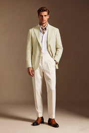 MANSSINO™ | Men's Light Sage Green Linen Blend 2 Piece Suit
