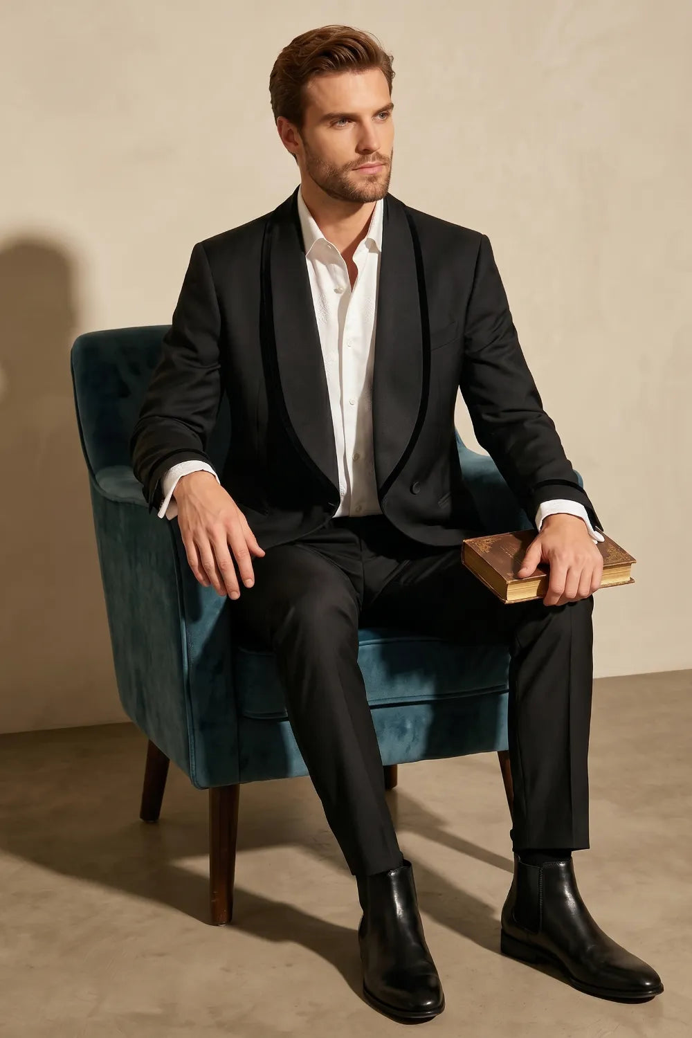 MANSSINO™ | Men's Black Shawl Lapel 2-Piece Tuxedo