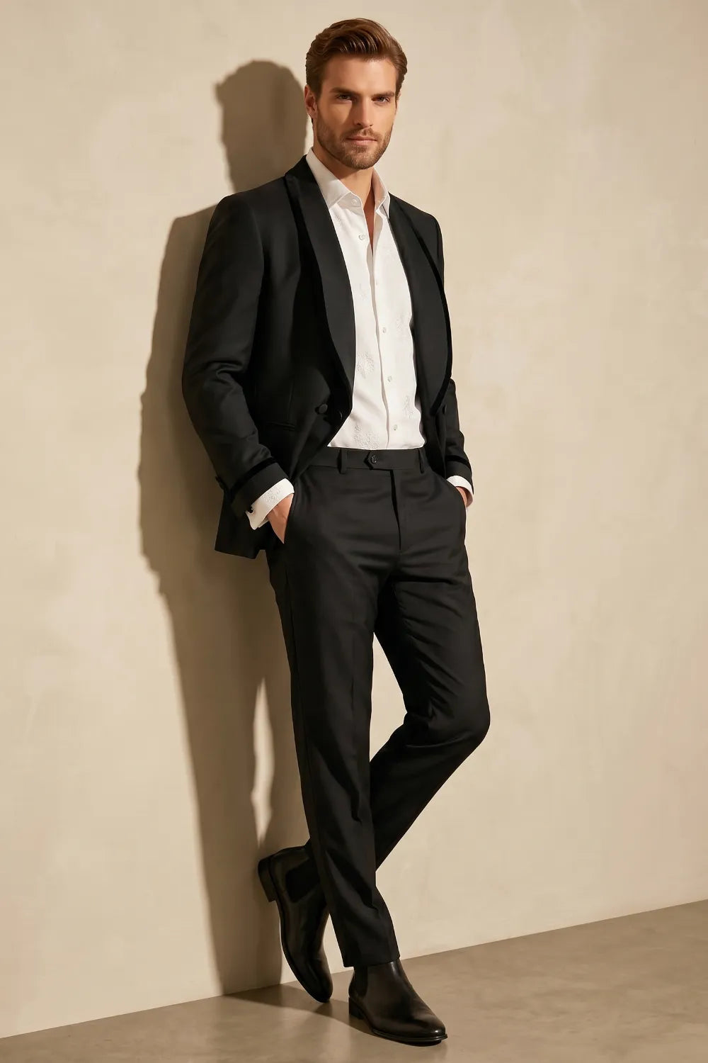 MANSSINO™ | Men's Black Shawl Lapel 2-Piece Tuxedo