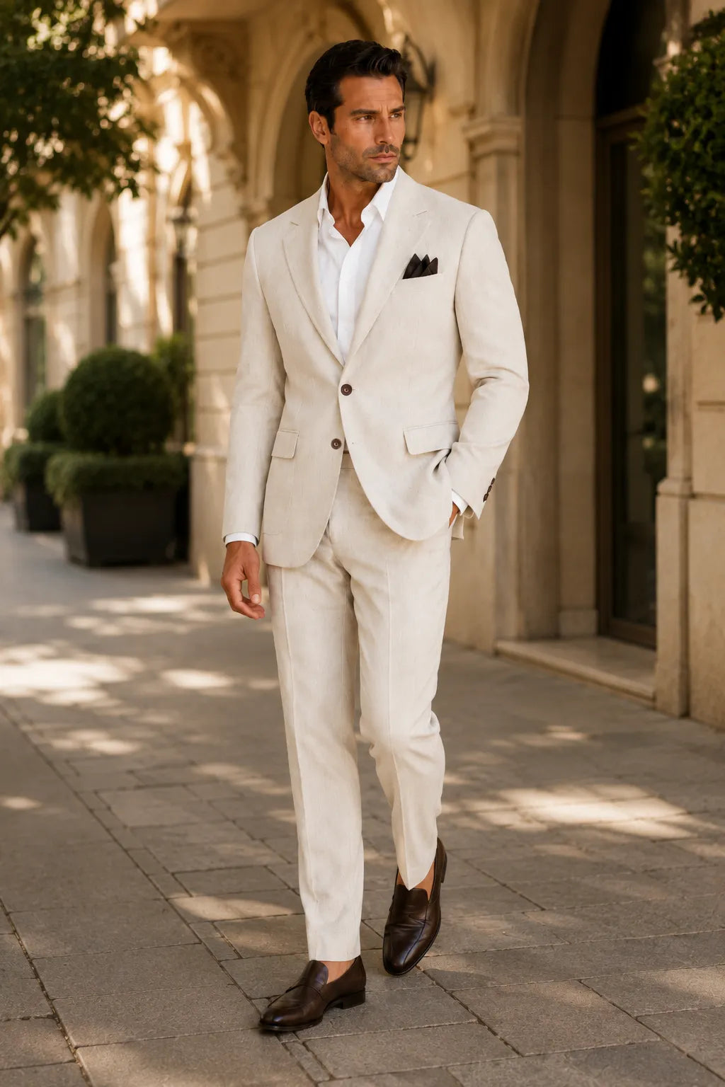 Men's Refined Linen 2-Piece Suit for Spring Weddings
