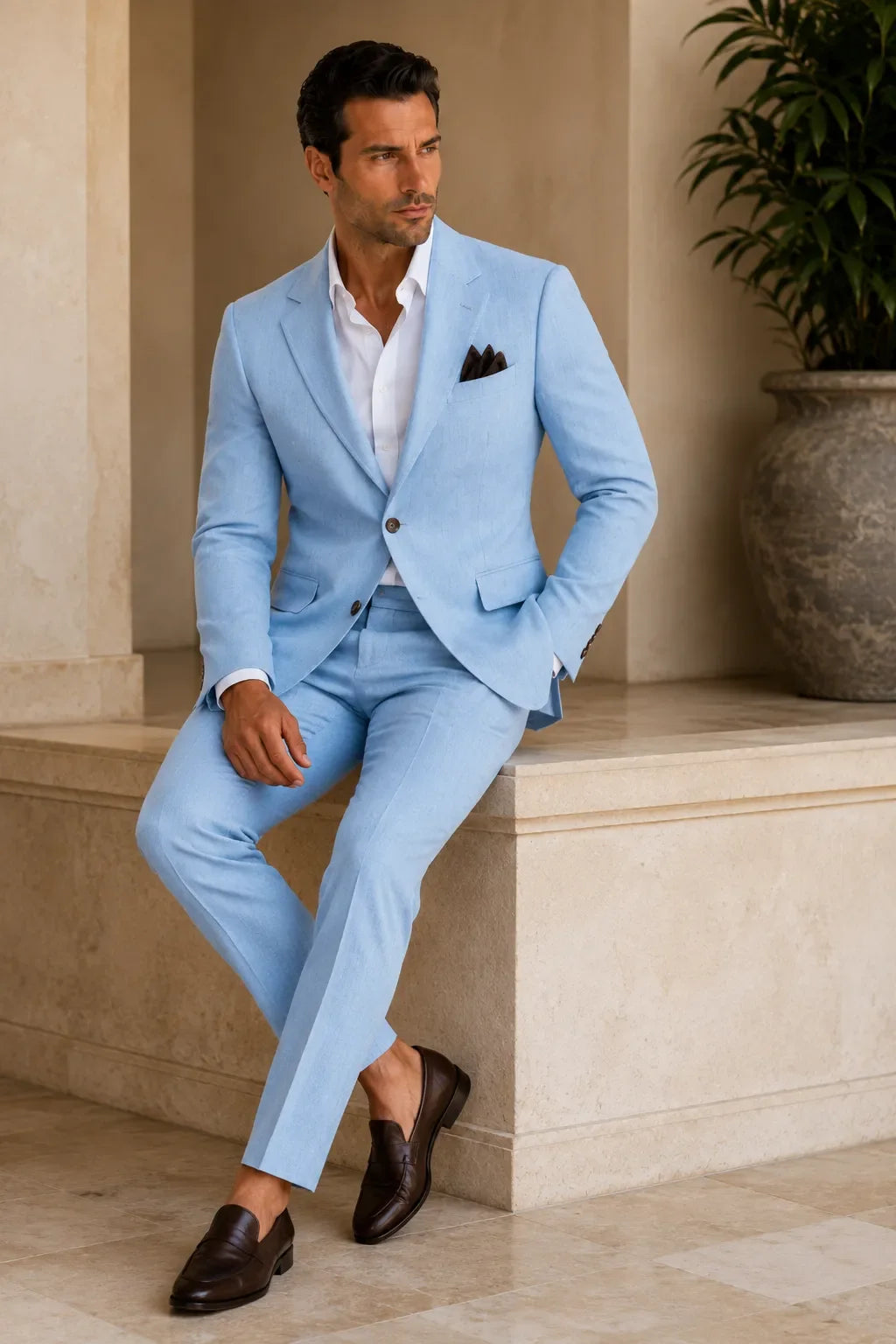 Men's Refined Linen 2-Piece Suit for Spring Weddings