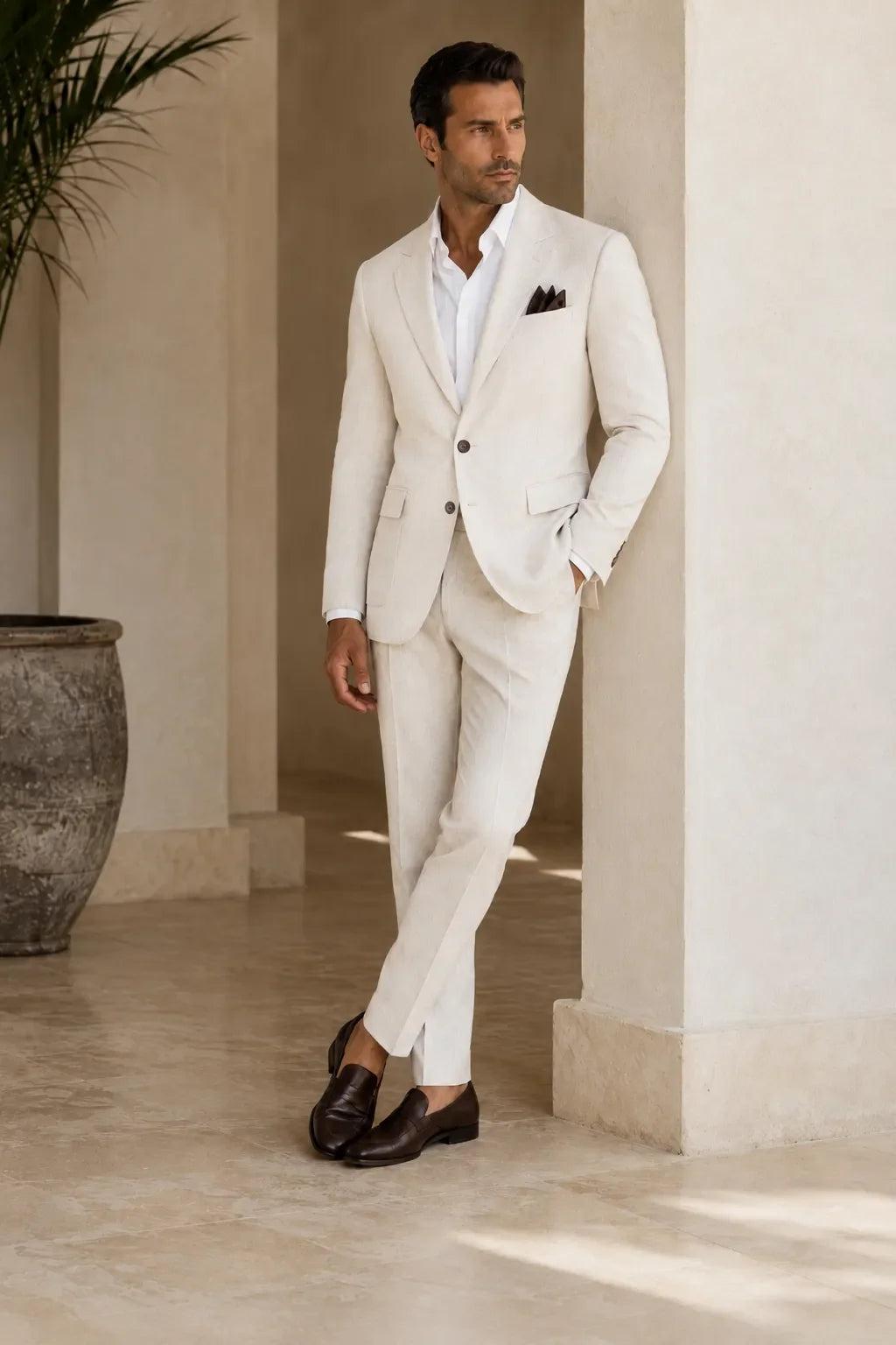 Men's Refined Linen 2-Piece Suit for Spring Weddings