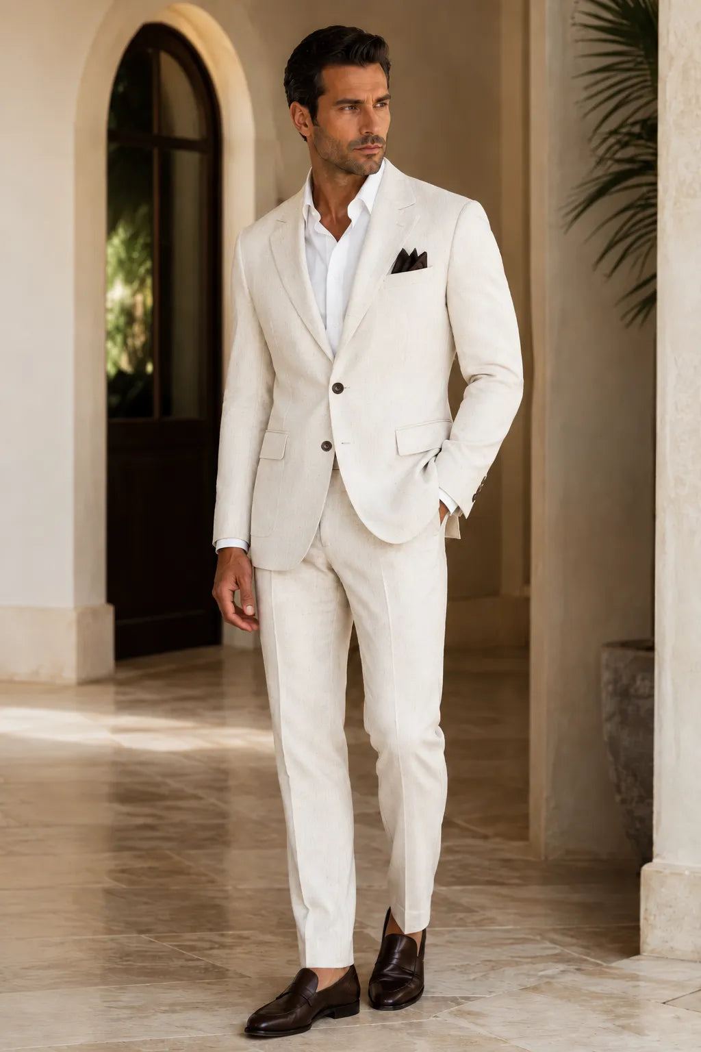 Men's Refined Linen 2-Piece Suit for Spring Weddings