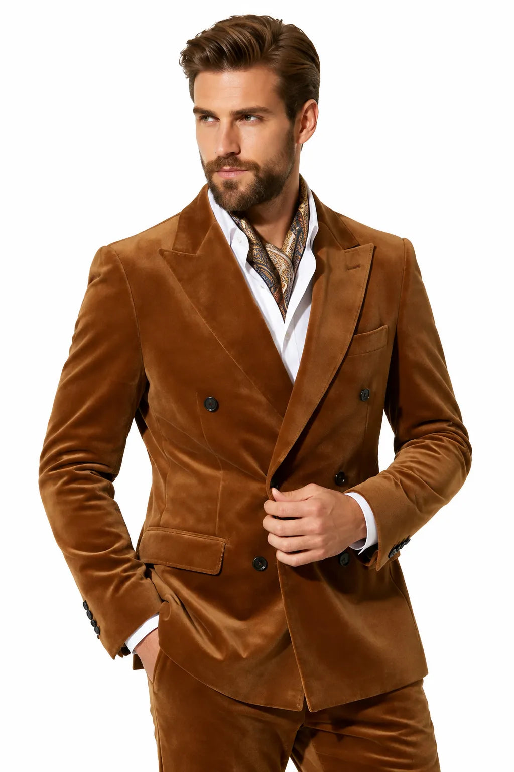 MANSSINO™ | Men's Velvet Double-Breasted Two-Piece Suit