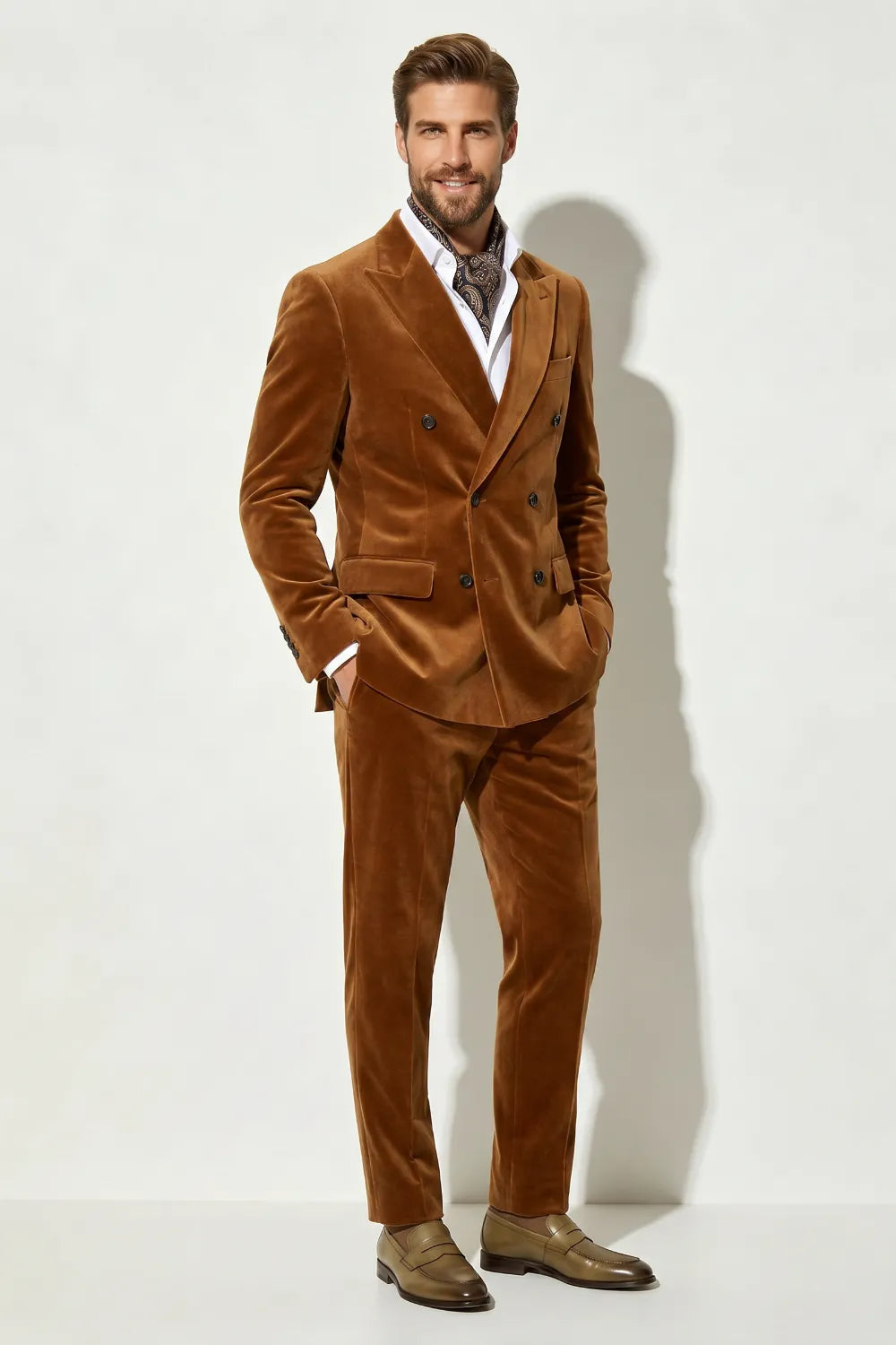 MANSSINO™ | Men's Velvet Double-Breasted Two-Piece Suit