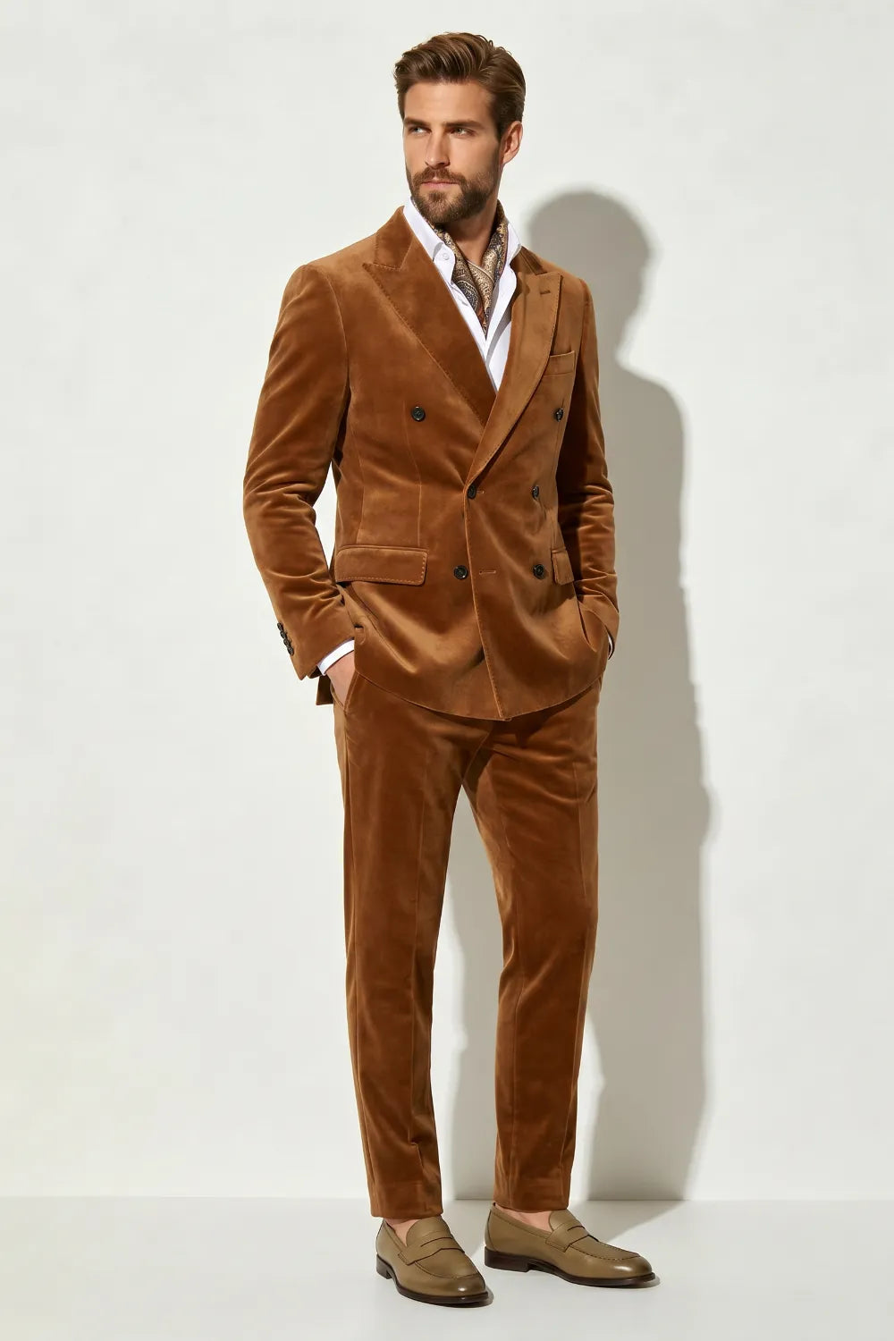 MANSSINO™ | Men's Velvet Double-Breasted Two-Piece Suit