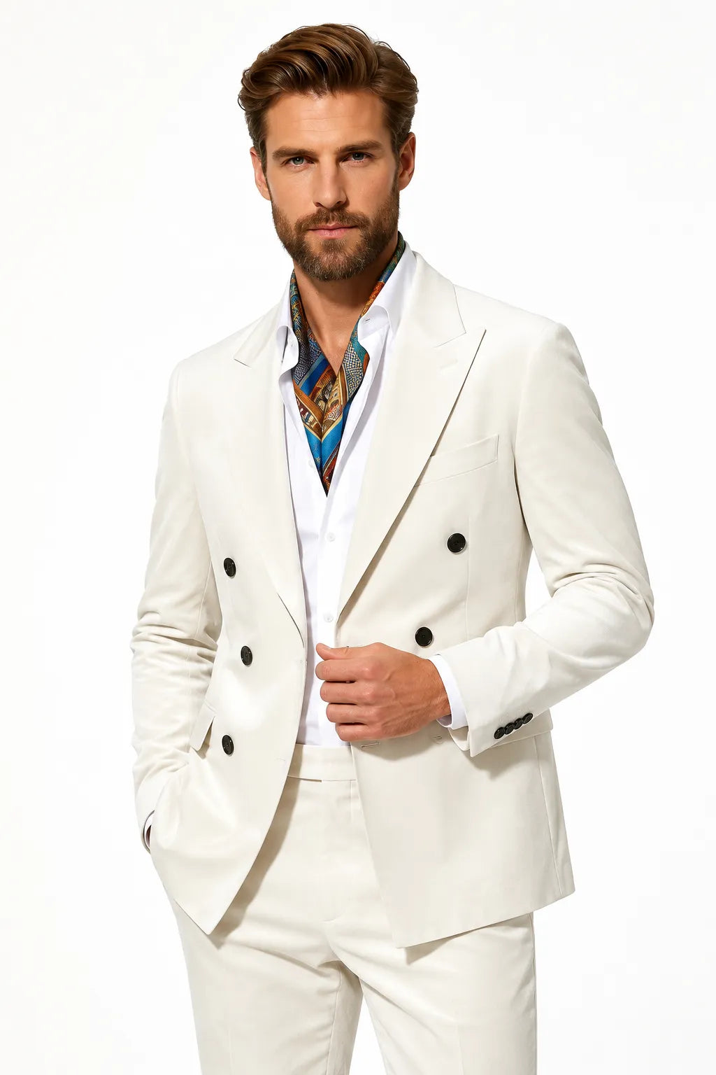 MANSSINO™ | Men's Velvet Double-Breasted Two-Piece Suit