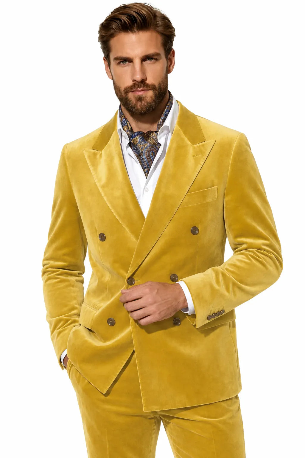 MANSSINO™ | Men's Velvet Double-Breasted Two-Piece Suit