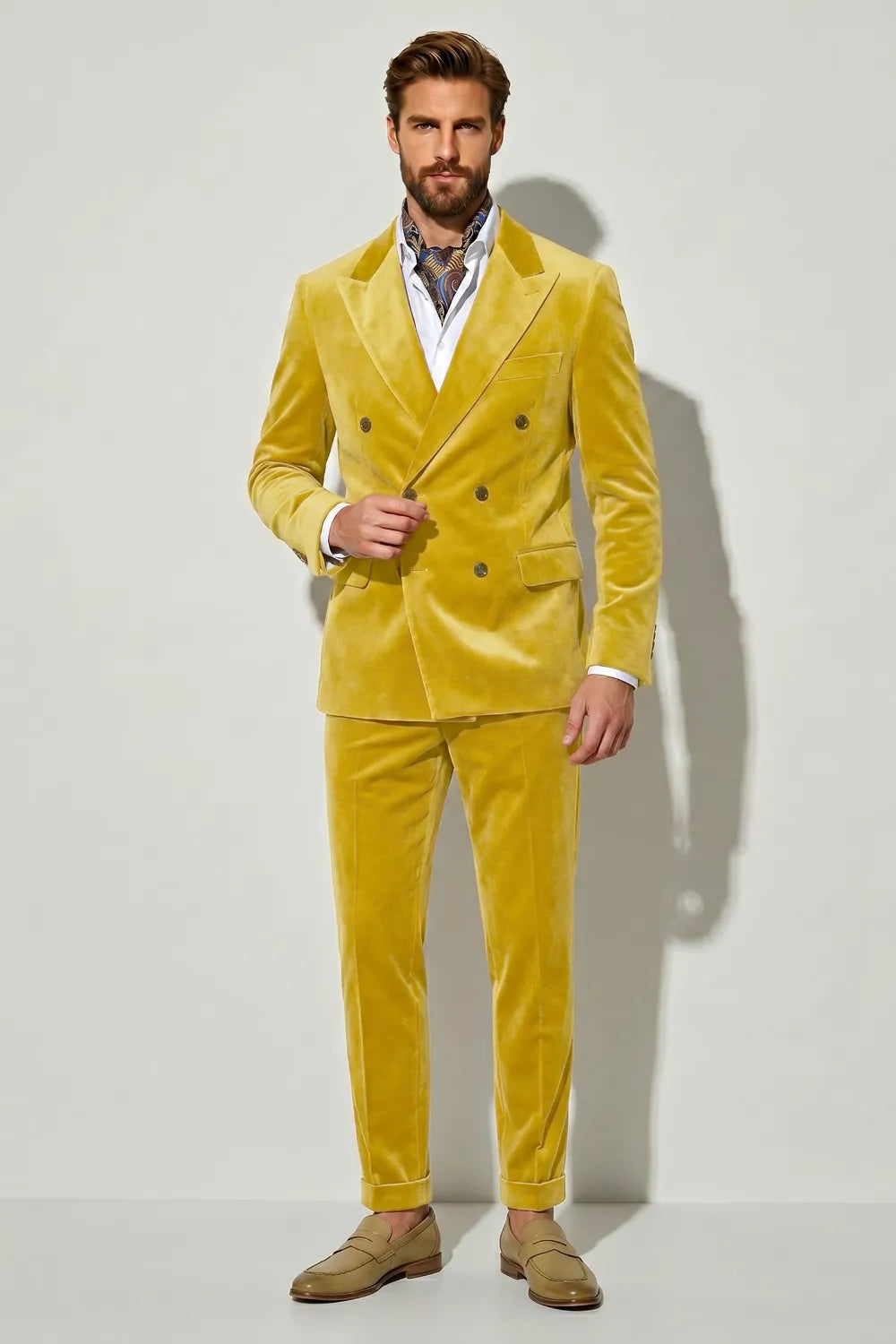 MANSSINO™ | Men's Velvet Double-Breasted Two-Piece Suit