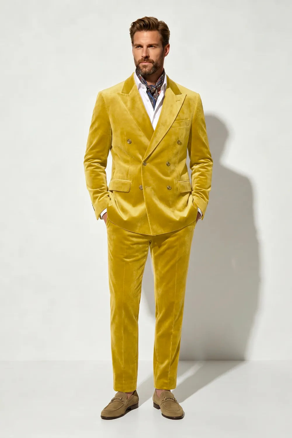 MANSSINO™ | Men's Velvet Double-Breasted Two-Piece Suit