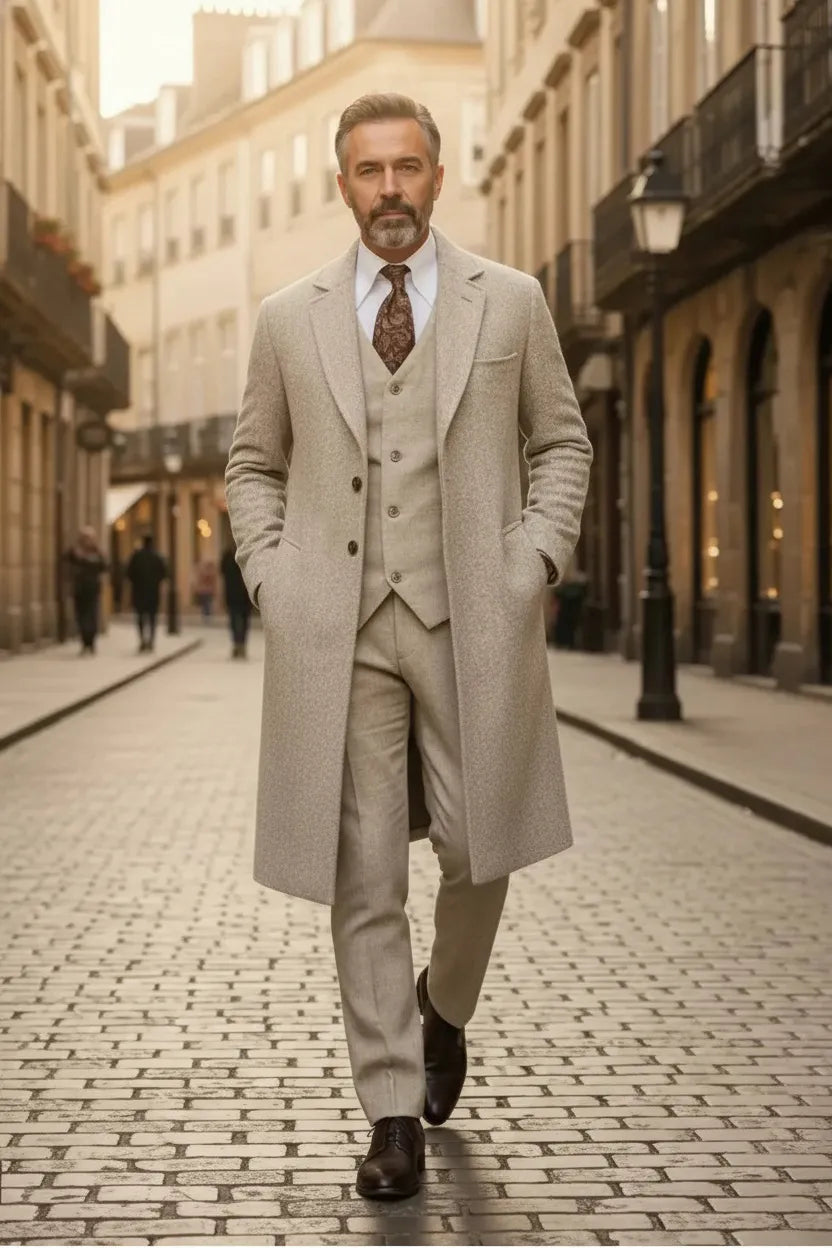 MANSSINO™ | Men's Hudson Classic Herringbone 3-Piece Suit