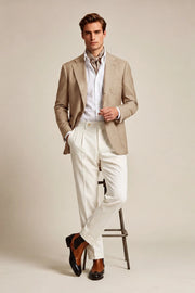 MANSSINO™ | Men's Light Beige Notch Lapel 2 Piece Suit
