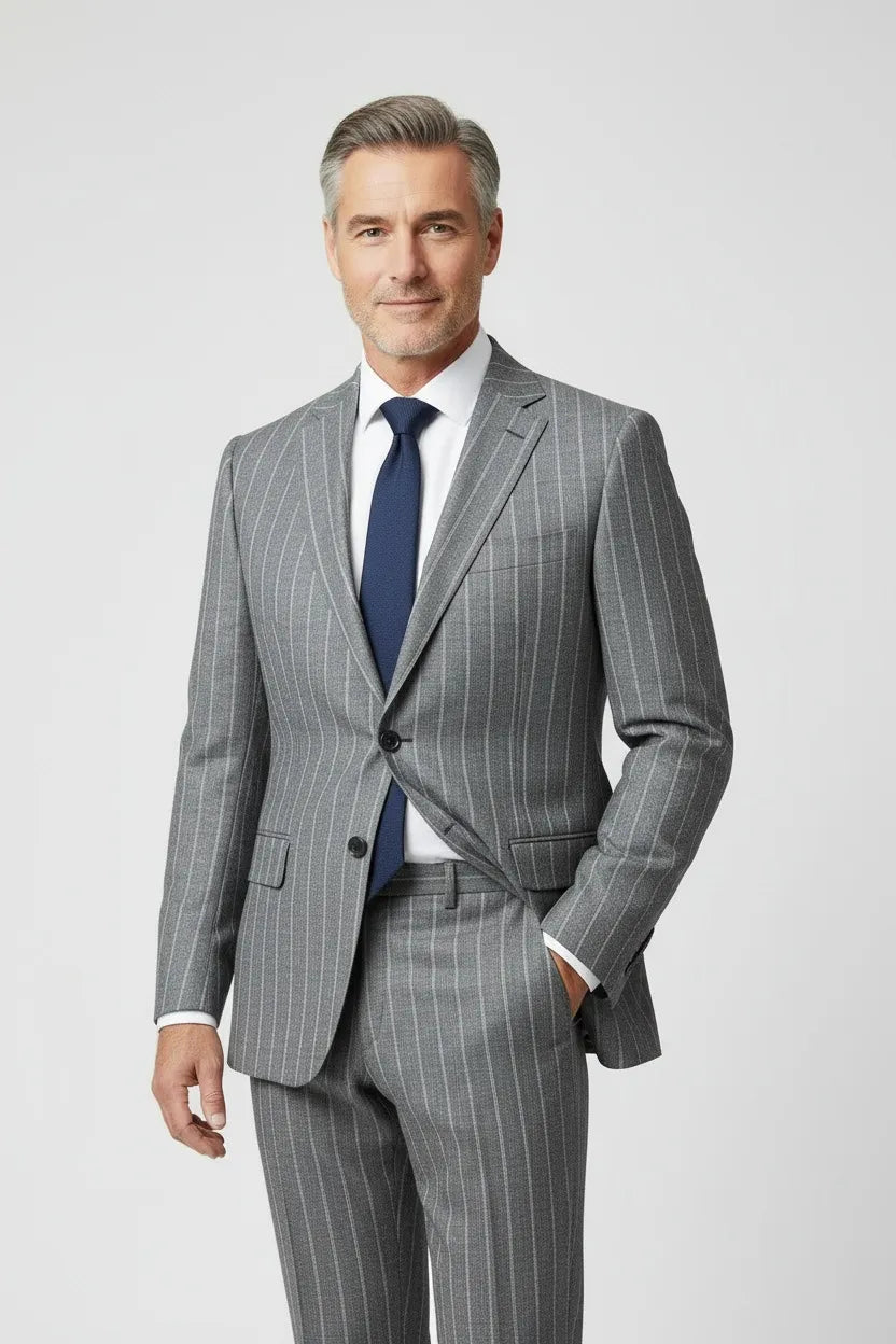 MANSSINO™ | Men's Classic Chalk Stripe 2-Piece Suits
