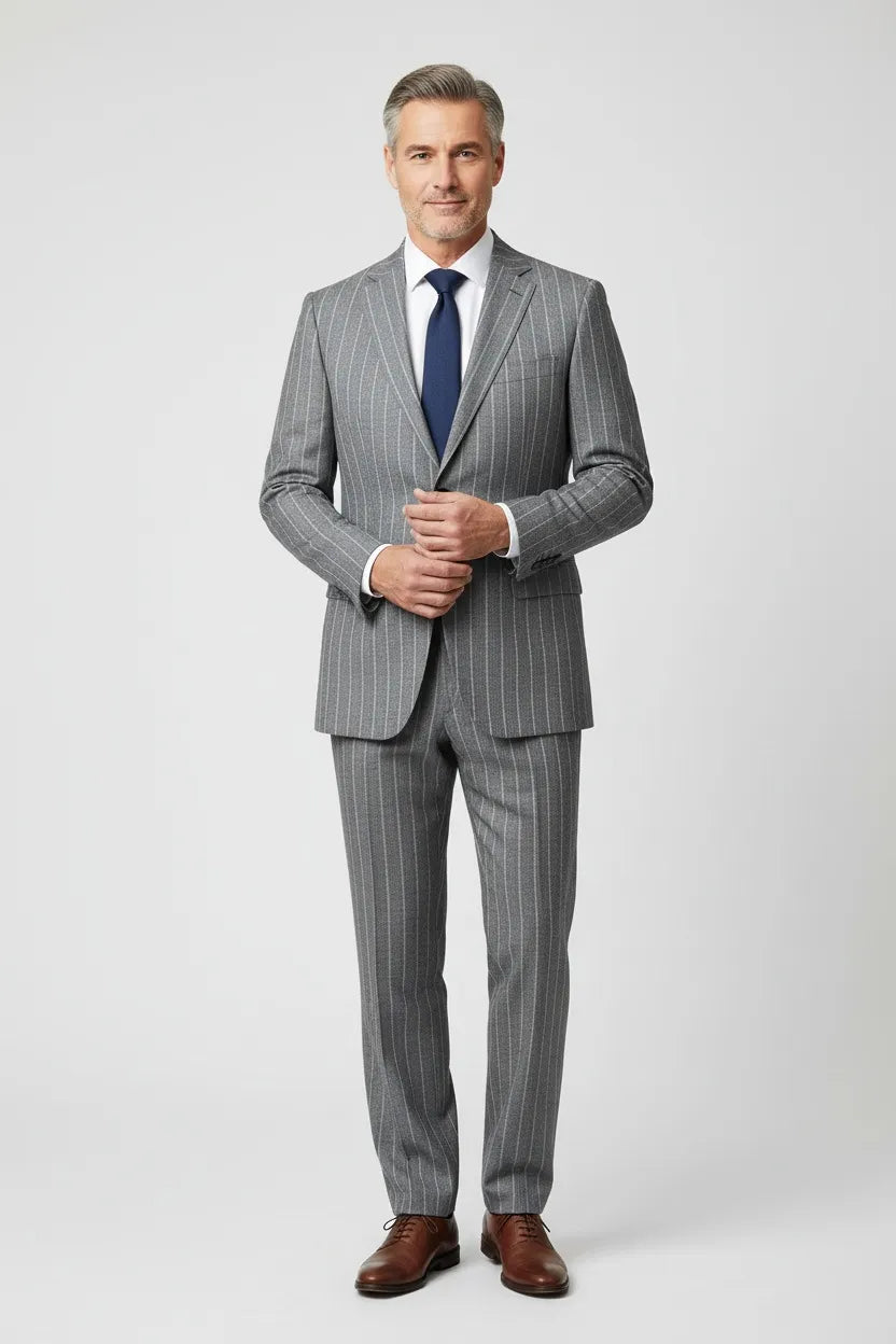 MANSSINO™ | Men's Classic Chalk Stripe 2-Piece Suits