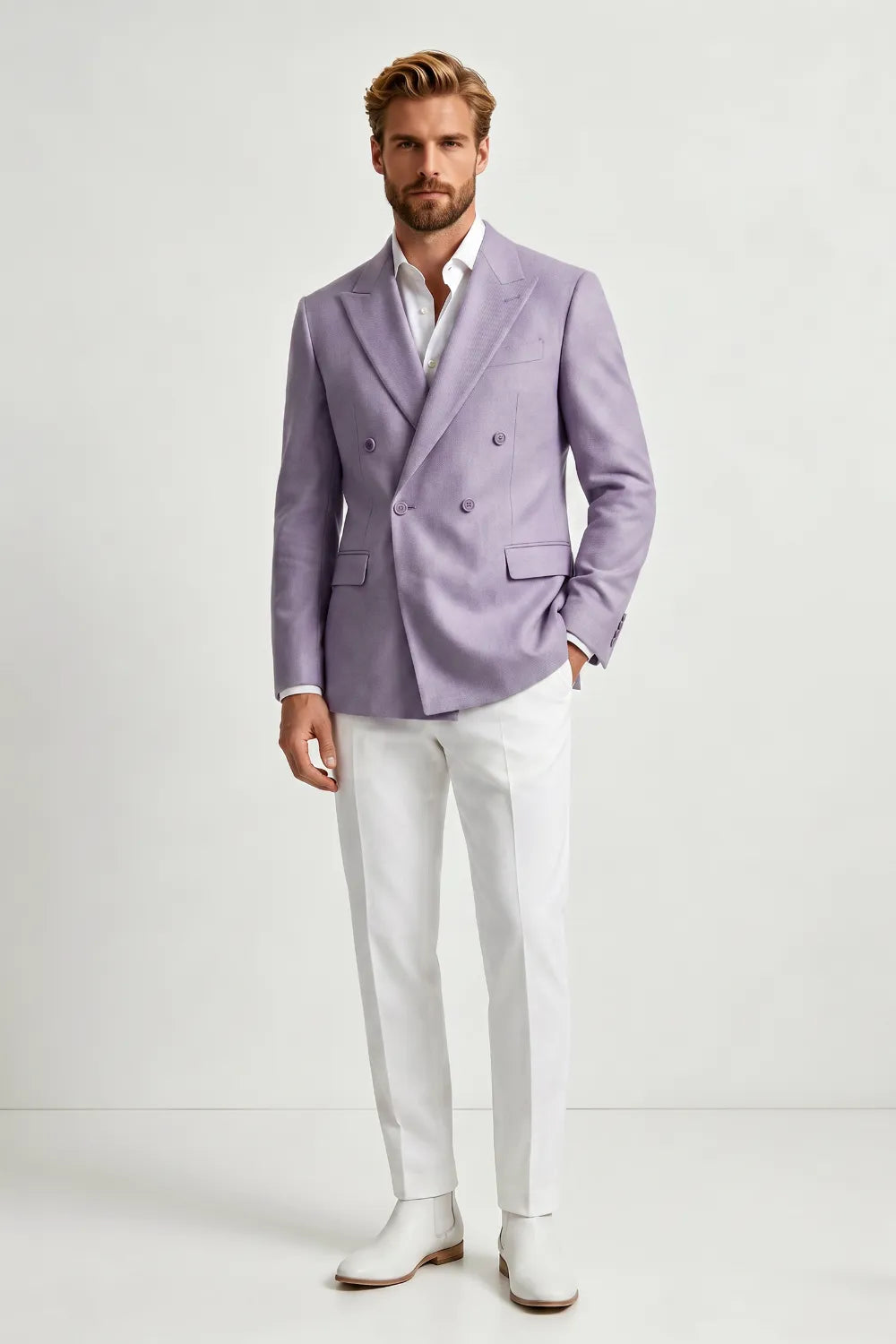 MANSSINO™ | Men's Lavender Double Breasted 2 Piece Suit