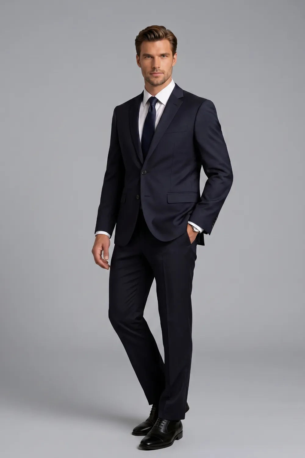 MANSSINO™ | Men's Navy Blue Slim Fit 2-Piece Business Suit