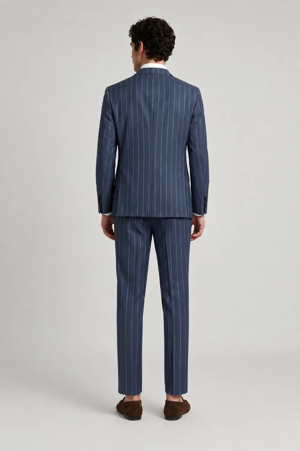 MANSSINO™ | Men's Navy Pinstripe Double-Breasted 3-Piece Suit