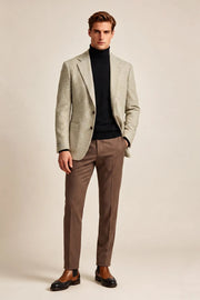 MANSSINO™ | Men's Beige Houndstooth Notch Lapel 2-Piece Suit
