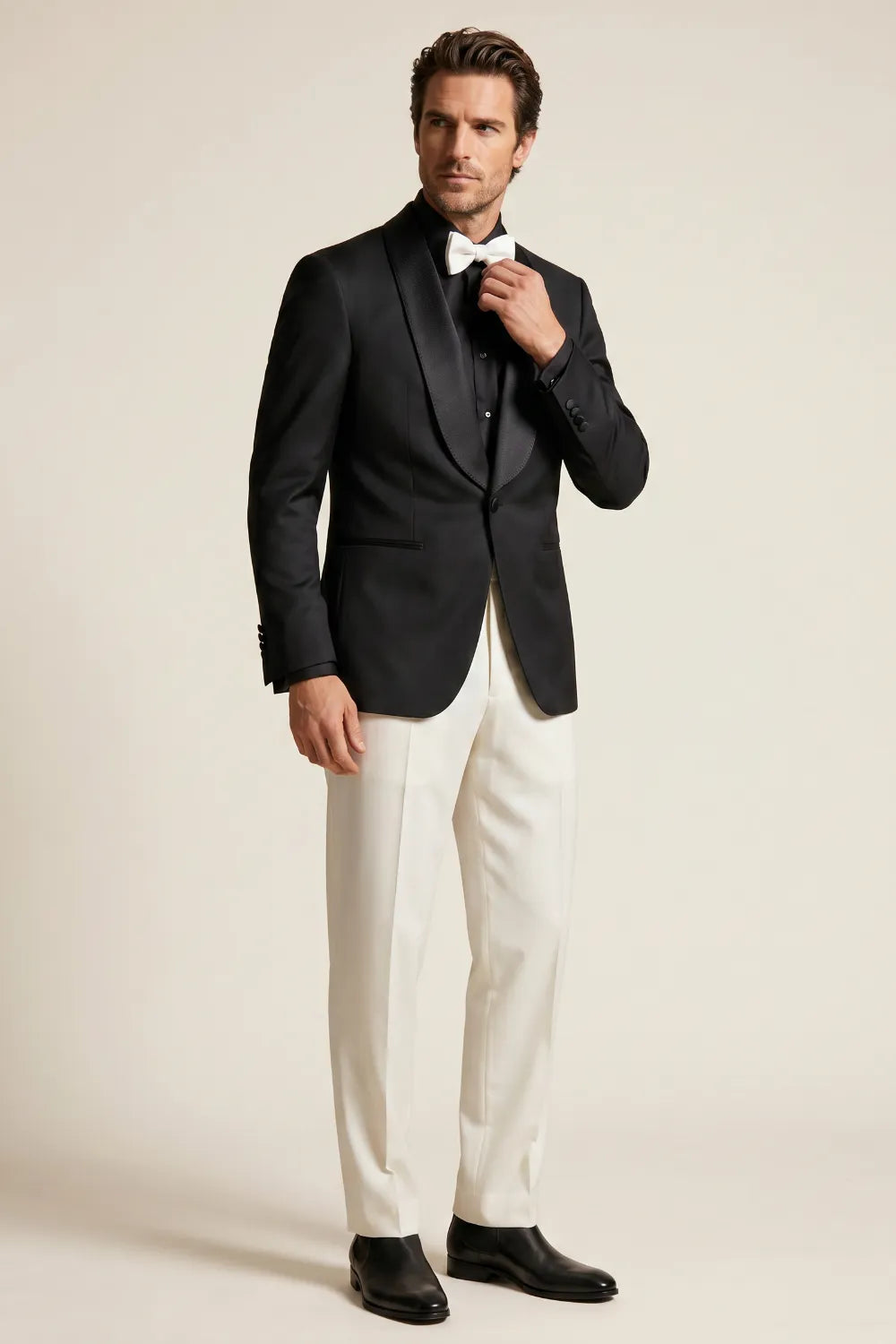 MANSSINO™ | Men's Black Shawl Lapel Single Breasted 2-Piece Tuxedo Suit
