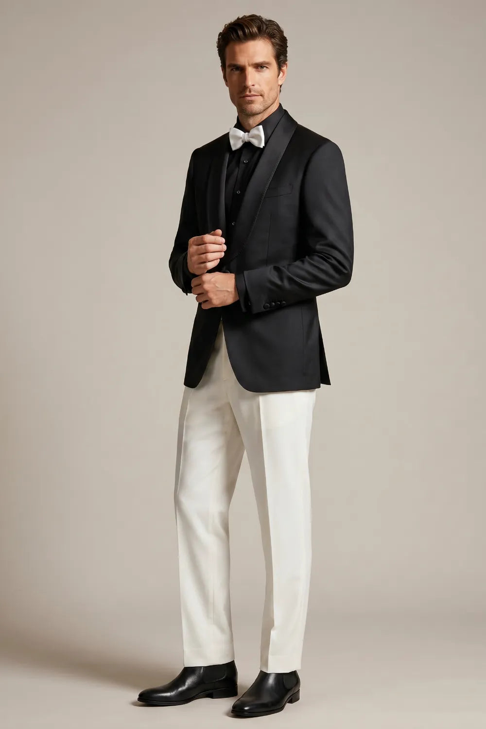 MANSSINO™ | Men's Black Shawl Lapel Single Breasted 2-Piece Tuxedo Suit