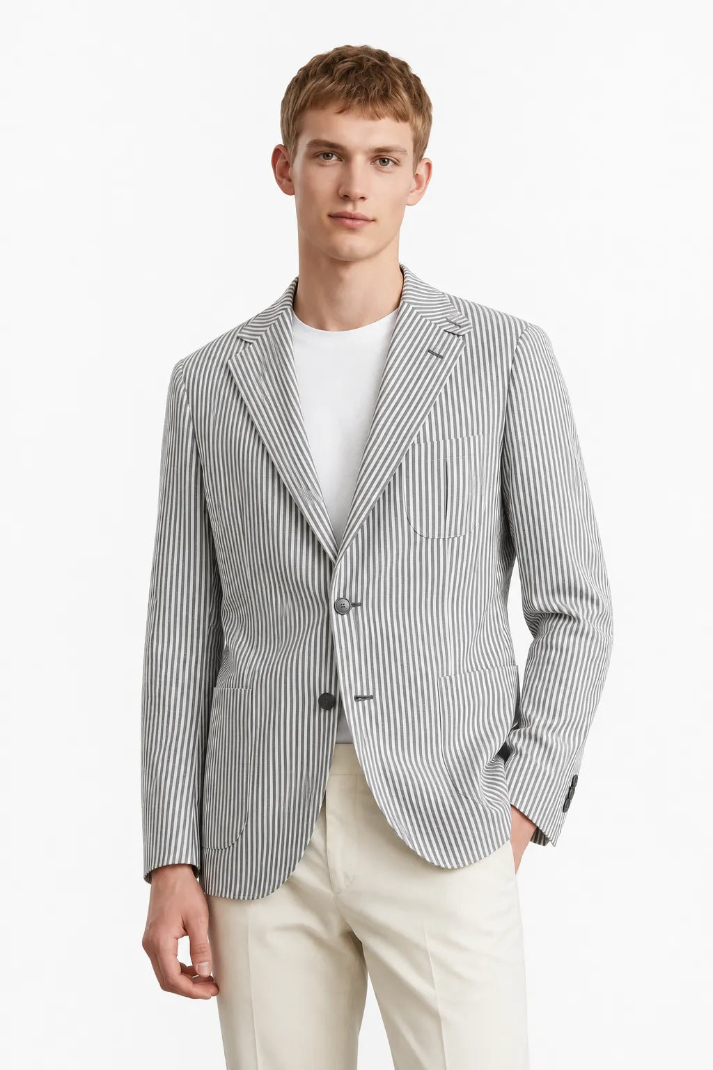 MANSSINO™ | Men's Modern Pinstripe Seersucker 2-Piece Suit