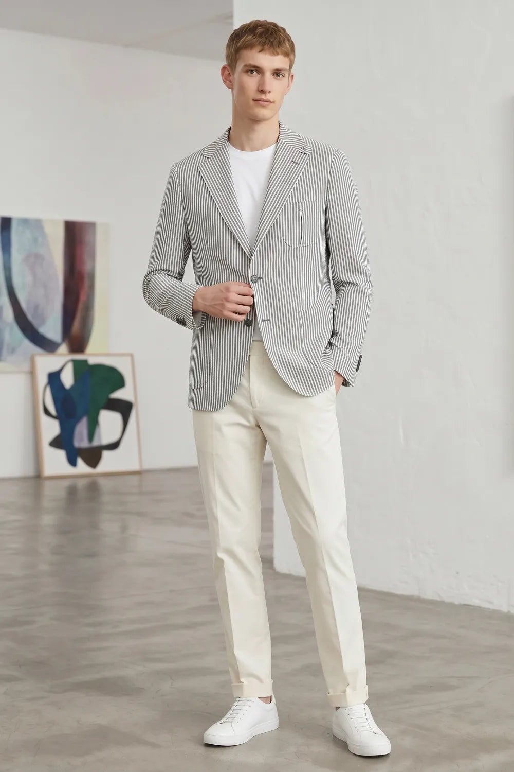 MANSSINO™ | Men's Modern Pinstripe Seersucker 2-Piece Suit